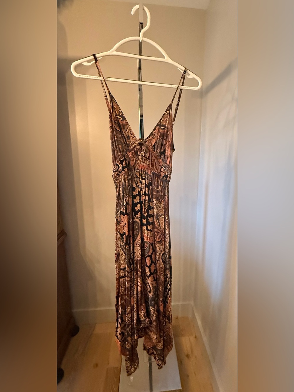Angie Brown Paisley V-Neck Maxi Dress